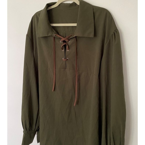 MENS Medieval Pirate Shirt Viking Renaissance Lace up Scottish Tops - Picture 4 of 8